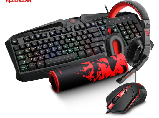 Redragon USB Gaming Membrane RGB Keyboard mouse pad Headset combo
