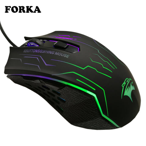 FORKA Silent Click USB Wired Gaming Mouse 6 Buttons 3200DPI Mute Optical Computer Game Mouse Mice for PC