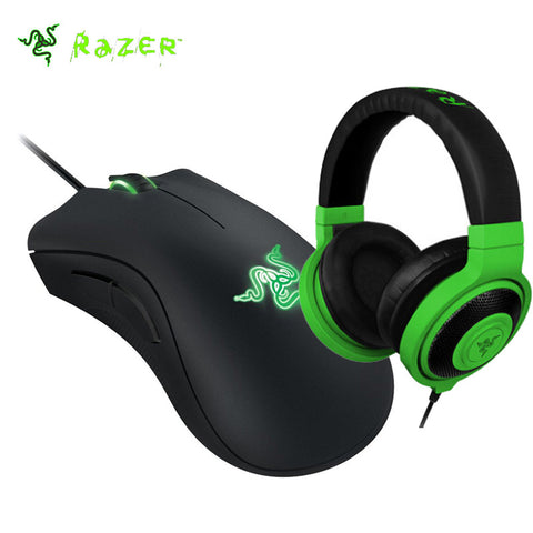 Razer Kraken Neon Over-Ear Gaming Headphone and Razer DeathAdder 2013 6400DPI Gaming Mouse For Phone Computer PC + Original box