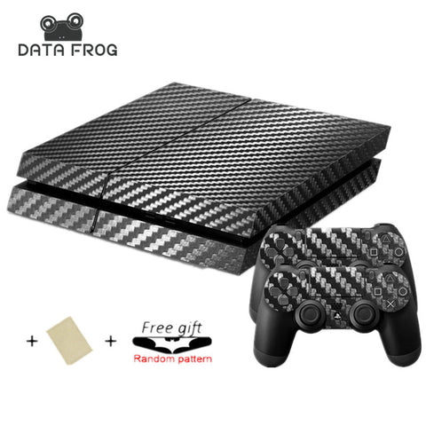 Classical Black Carbon Fiber Decal Skin Ps4 console Cover